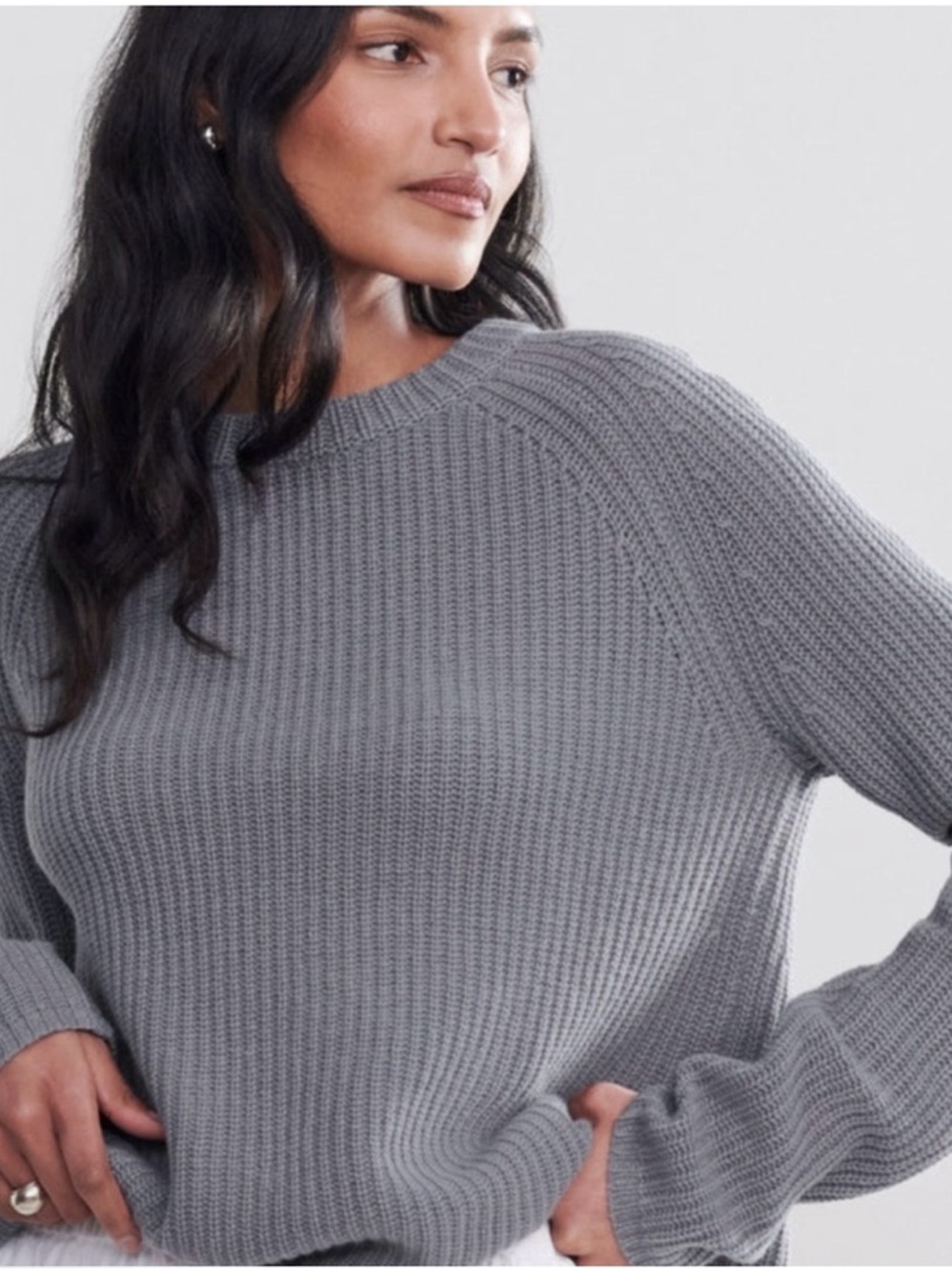Jenni Kayne 100% Cashmere Fisherman Sweater Dusty Blue Size XS NWT